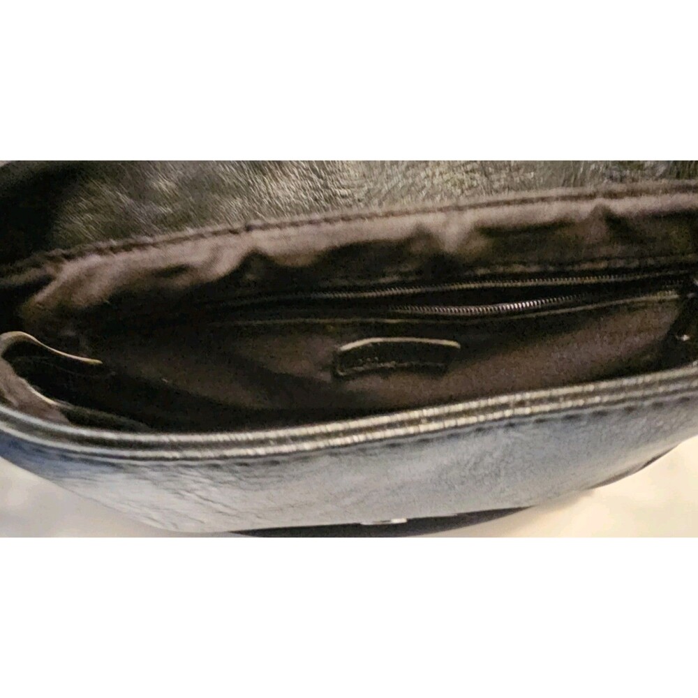 Nicole Miller Black Crossbody Bag Saddle Purse Vegan Leather Small Messenger EUC - Picture 13 of 15
